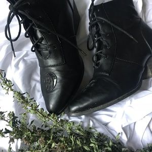 Black Boots with Moon Cutouts